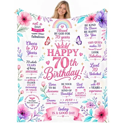 Happy 70th Birthday Floral Queen Blanket: Be You at 70
