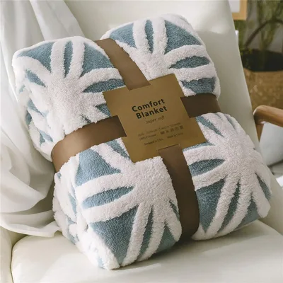 Geometric Star Pattern Blue Blanket