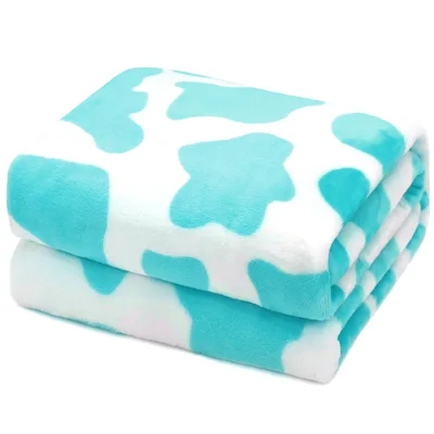 Blue Cow Spots Pattern Blanket: Light Blue and Royal Blue Animal Print