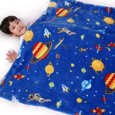 Planets and Rockets Space Pattern Blanket for Cosmic Kids
