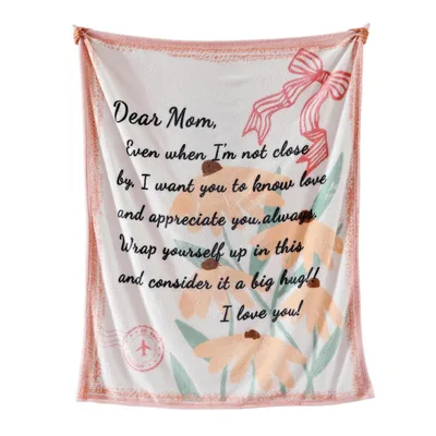 Dear Mom Letter with Flower Blanket for Long-Distance Affection