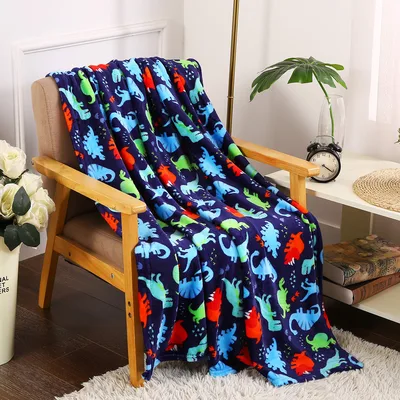 Blue Dinosaur Blanket: Colorful Prehistoric Pattern for Kids