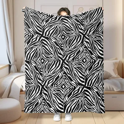 Zebra Stripe Animal Print Blanket Bold Black and White Pattern