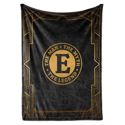 Monogram Letter E Design Blanket: The Man Myth Legend