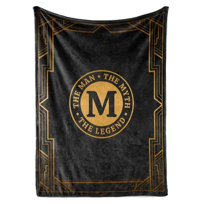 Monogram Letter M Design Blanket: The Man Myth Legend Print