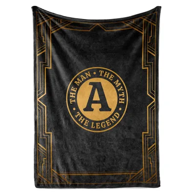Monogram Letter a Design Blanket: The Man Myth Legend A Print