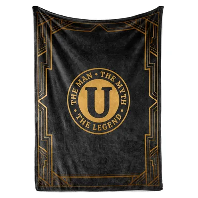 Monogram Letter U Design Blanket: The Man Myth Legend Initial Print