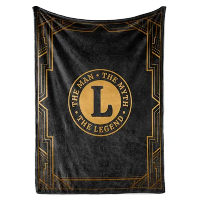 Monogram Letter L Design Blanket: The Man Myth Legend Fleece Throw