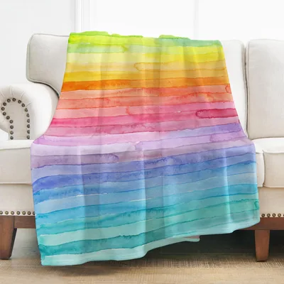 Watercolor Rainbow Stripes Blanket: A Soft Art Print for Your Couch