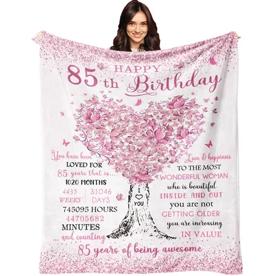 85th Birthday Pink Blossom Blanket Celebrating 85 Years of Awesome