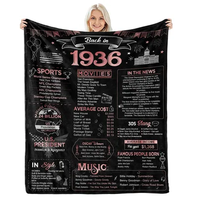 Back in 1936 Ninetieth Blanket: A 1936 History Gift for Women
