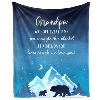 Grandpa Mountains Bear Message Blanket - Night Sky Design