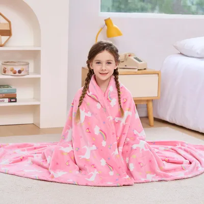 Pink Unicorn Pattern Blanket No. 3: Magical Animal Print for Kids
