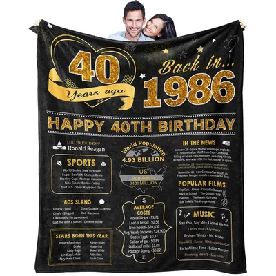 Back in 1986 Fortieth Birthday Blanket features a gold 40