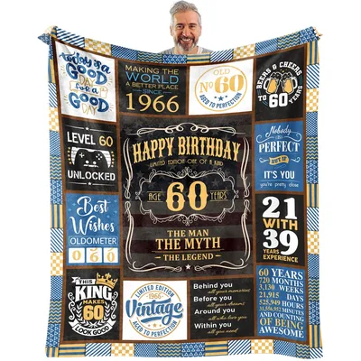 60th Birthday Milestone Vintage Blanket Celebrating 1966 and 60 Years
