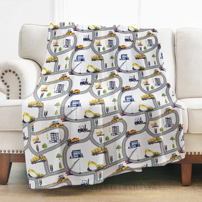 Construction Trucks Excavators Pattern Blanket for Young Builders