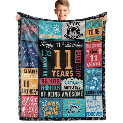 Happy 11th Birthday Milestone Blanket Celebrating Years and Gaming