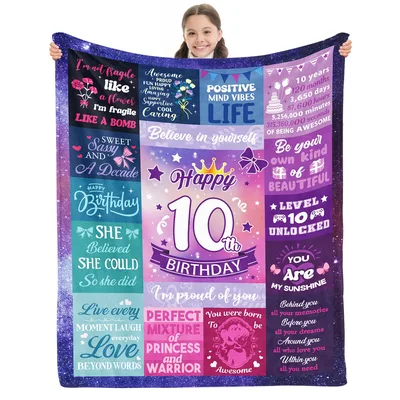 Happy 10th Birthday Typography Blanket Celebrates a Decade of Awesome