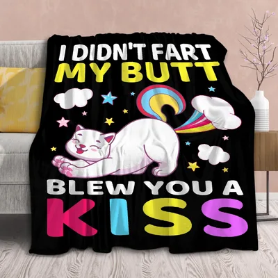 Cat Blew You a Kiss Blanket: Sarcastic Cat Art