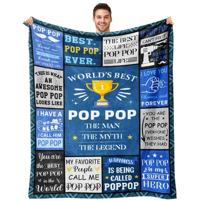 World's Best Pop Pop Blanket: Trophy and Tribute for Grandpa