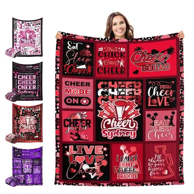 Cheer Mode Red Pattern Blanket for Cheerleaders and Fans