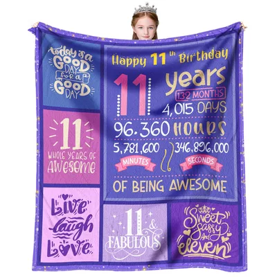 Happy 11th Birthday Sweet Blanket Celebrating Years of Awesome