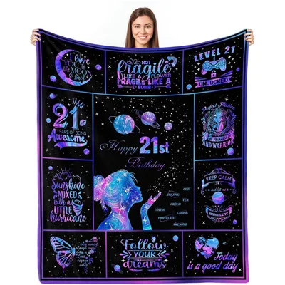 21st Birthday Galaxy Quotes Blanket Celebrating Cosmic Milestones
