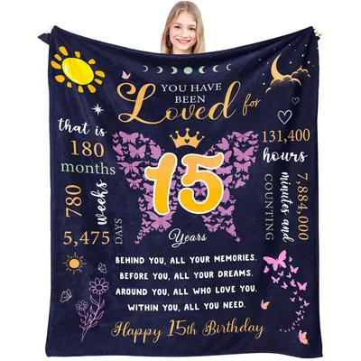 Loved for 15 Years Blanket featuring butterfly art