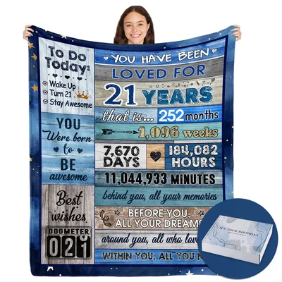 Loved for 21 Years Blanket featuring 252 months and 7