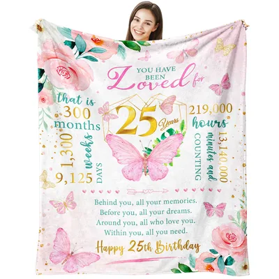 25th Birthday Butterfly Message Blanket Celebrating 25 Years of Love