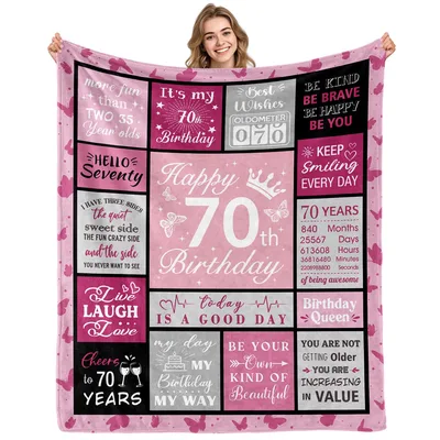 Happy 70th Birthday Fun Blanket featuring Oldometer 070
