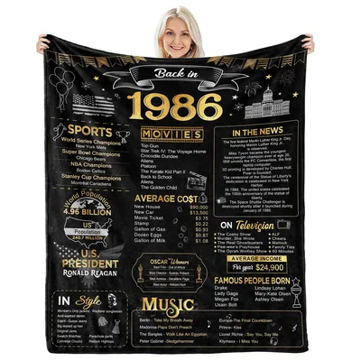Back in 1986 Birthday Blanket featuring 1986 facts, movies