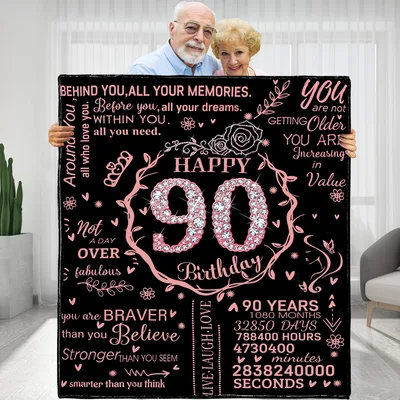 Happy 90th Birthday Memories Blanket Celebrating Nine Decades of Life