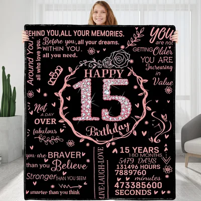 Happy 15th Birthday Memories Blanket