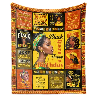 Happy Birthday Black Woman Blanket featuring empowering quotes