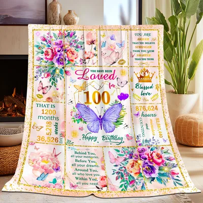 100th Birthday Butterfly Blessings Blanket