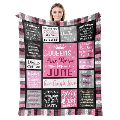 Queens Are Born in June Blanket featuring a pink