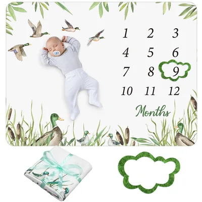 Mallard Duck Baby Monthly Blanket: Nature-Inspired Milestone Tracker