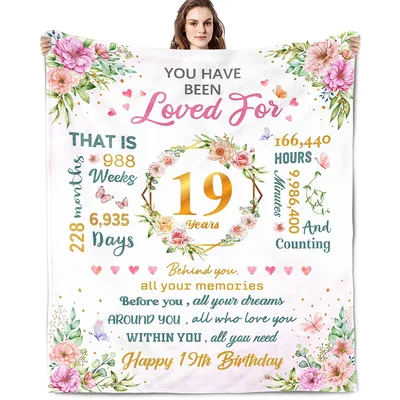 You Have Been Loved for 19 Blanket featuring floral wreaths