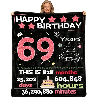 Happy Birthday 69 Years Blanket Celebrating Time and Milestones