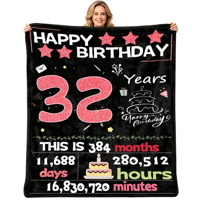 Happy Birthday 32 Years Blanket: A Glittery Milestone Gift