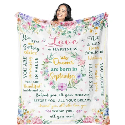Queens Are Born in September Blanket featuring floral wreaths