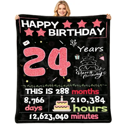 Happy Birthday 24 Years Blanket Celebrating 288 Months and Counting