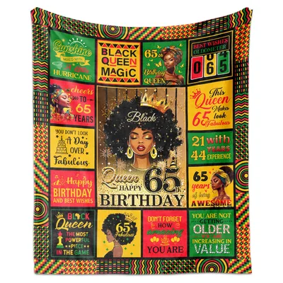 Black Queen 65th Birthday Blanket Celebrating Magic and Age