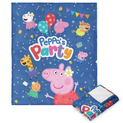 Pig Family Party Balloons Blanket: Peppa's Party Celebration Design