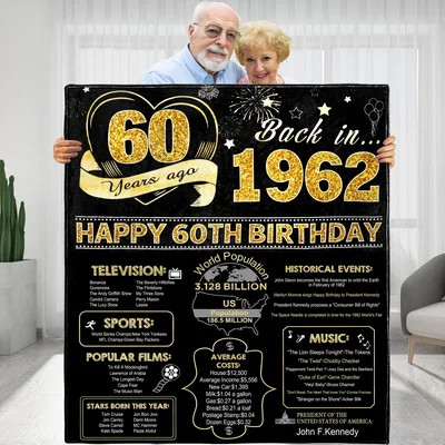 Happy 60th Birthday Back Blanket: A 1962 Themed Anniversary Gift
