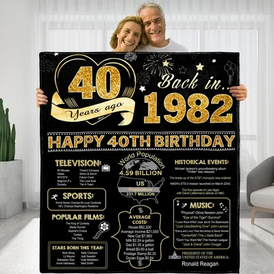 Happy 40th Birthday Back in 1982 Blanket