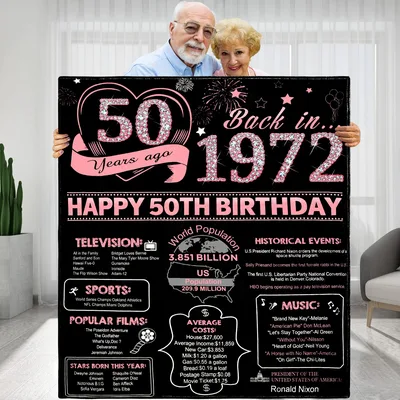 Happy 50th Birthday Back in 1972 Blanket