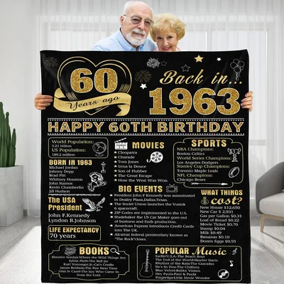 Happy 60th Birthday Back in 1963 Blanket