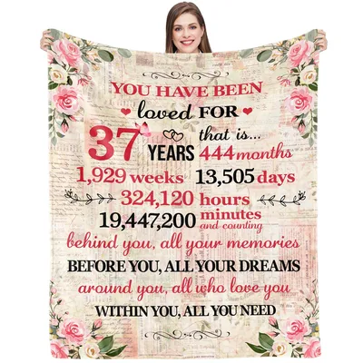 Loved for 37 Years Blanket: A Vintage Floral Birthday Gift